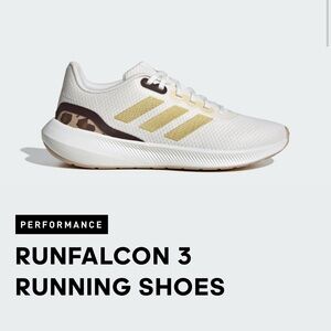 NWT women’s Adidas Runfalcon 3.0 W Cream and Gold Sneakers size 9.5